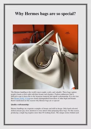 Why Hermes bags are so special