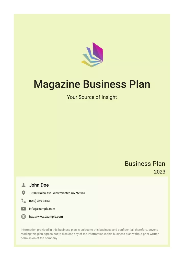 magazine business plan