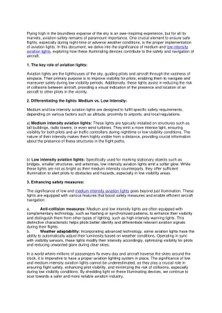 Unveiling the Significance of Medium and Low Intensity Aviation Lights