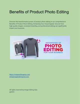 Benefits of Product Photo Editing