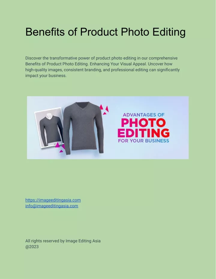 benefits of product photo editing