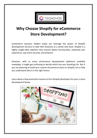 Why Choose Shopify for eCommerce Store Development?