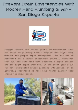 Prevent Drain Emergencies with Rooter Hero Plumbing & Air - San Diego Experts
