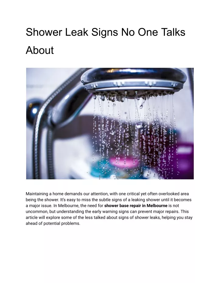 shower leak signs no one talks