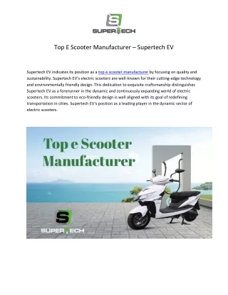 Top E Scooter Manufacturer - Supertech Ev