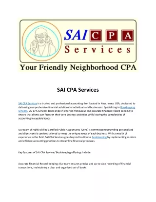 Bookkeeping - SAI CPA Service