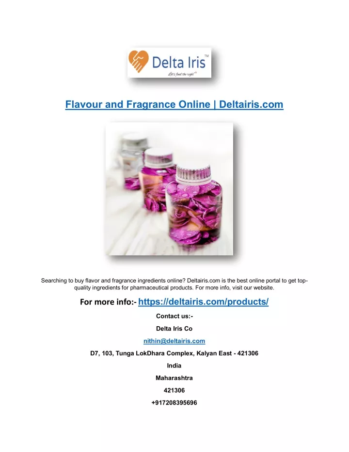 flavour and fragrance online deltairis com