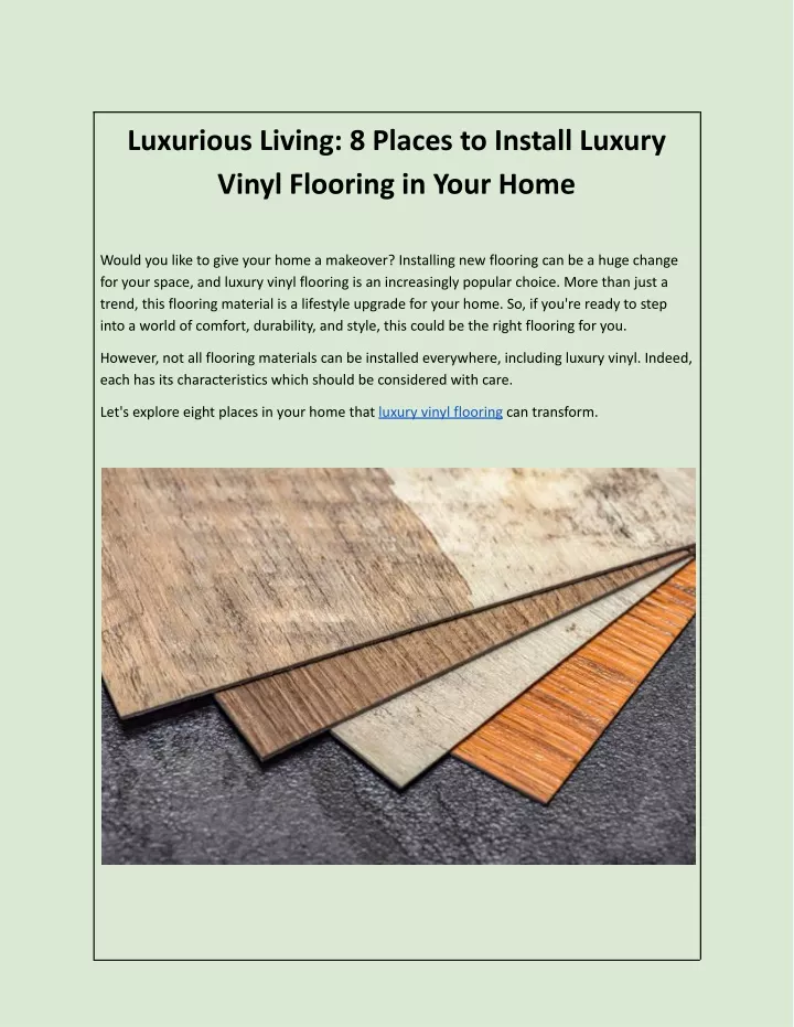 luxurious living 8 places to install luxury vinyl