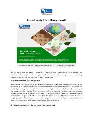 Green Supply Chain Management?