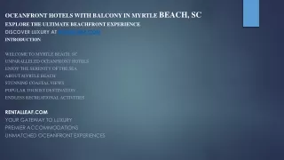 Oceanfront Hotels with Balcony in Myrtle Beach, SC Explore the Ultimate Beachfro
