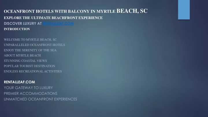 oceanfront hotels with balcony in myrtle beach