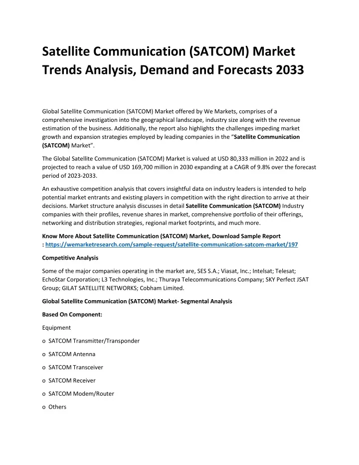 satellite communication satcom market trends