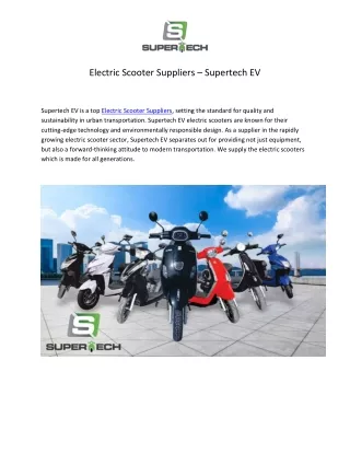 Electric Scooter Suppliers - Supertech Ev