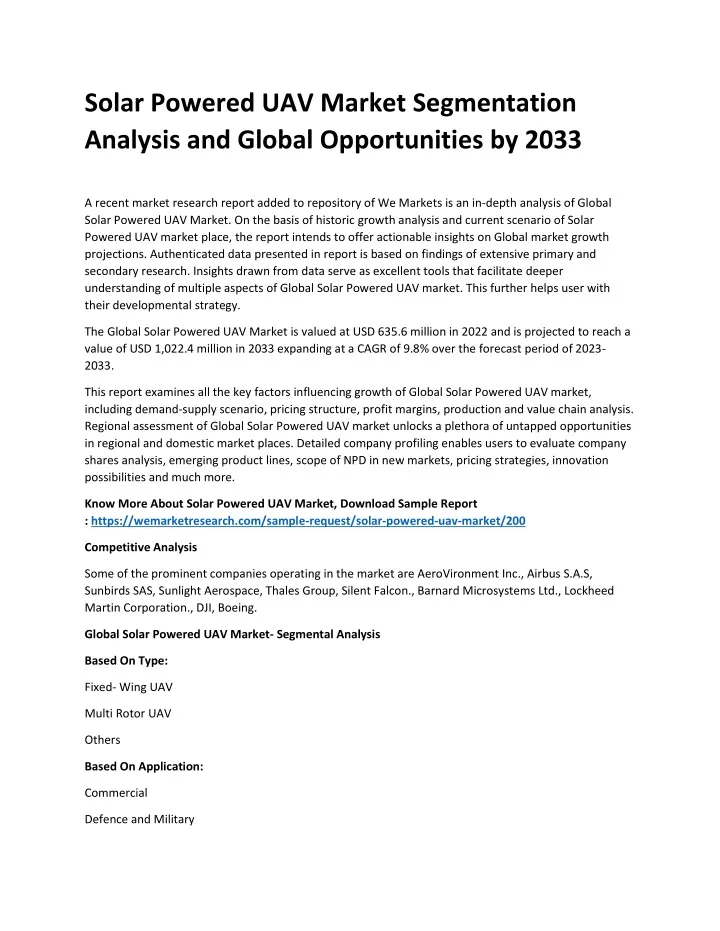 solar powered uav market segmentation analysis