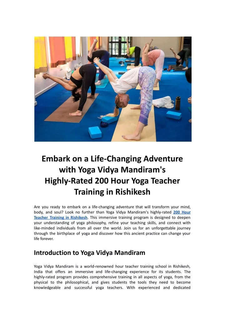 embark on a life changing adventure with yoga