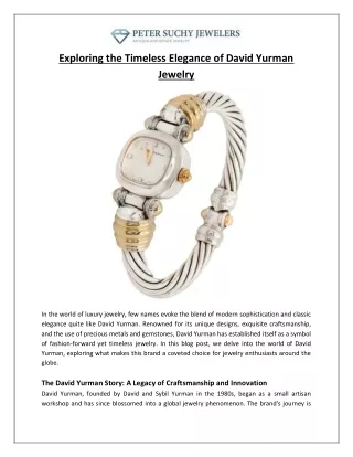 Exploring the Timeless Elegance of David Yurman Jewelry