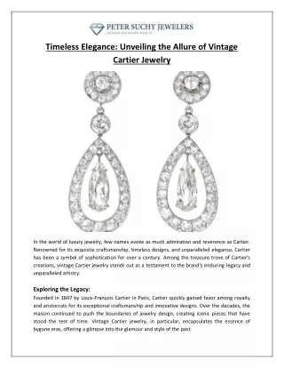 Timeless Elegance Unveiling the Allure of Vintage Cartier Jewelry