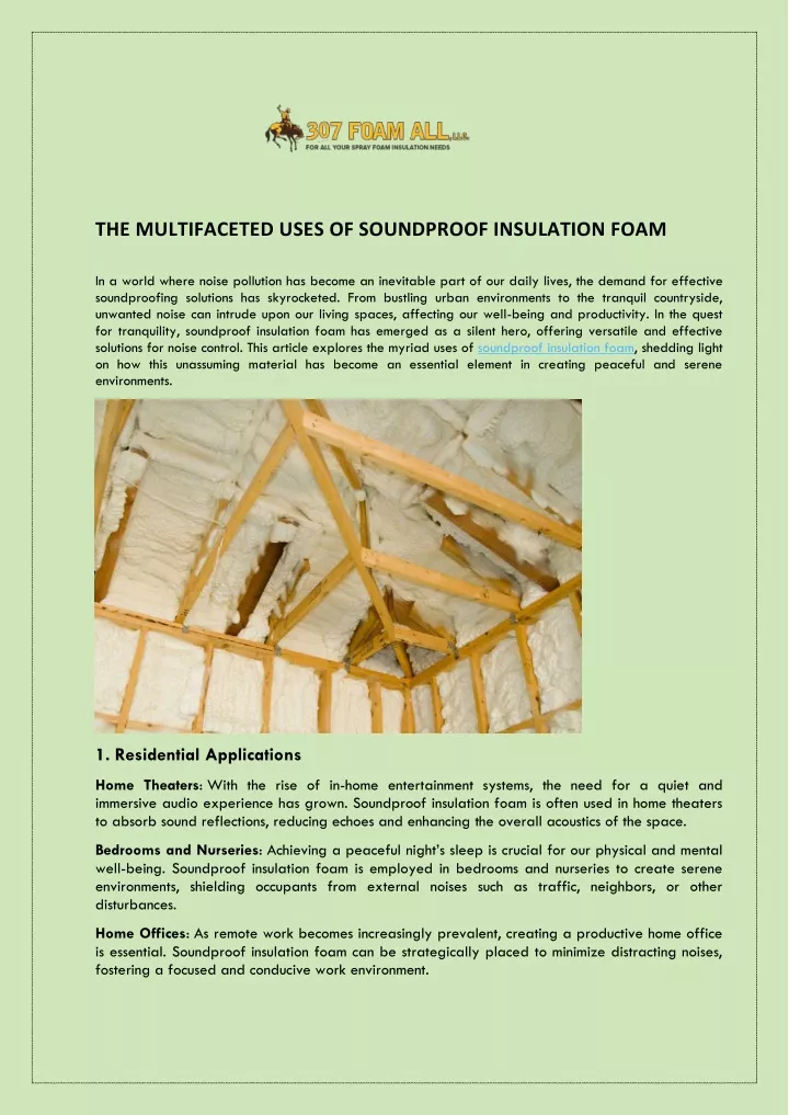 the multifaceted uses of soundproof insulation