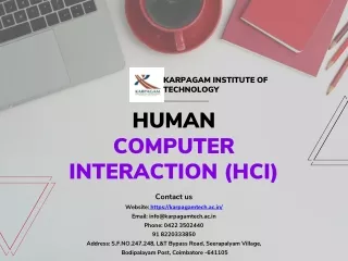 Human Computer Interaction (HCI)  - Karpagam Institute of Technology