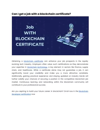 can i get a job with a blockchain certificate