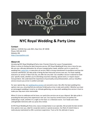 NYC Royal Wedding & Party Limo