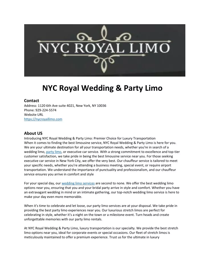 nyc royal wedding party limo