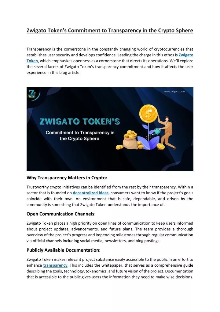 zwigato token s commitment to transparency