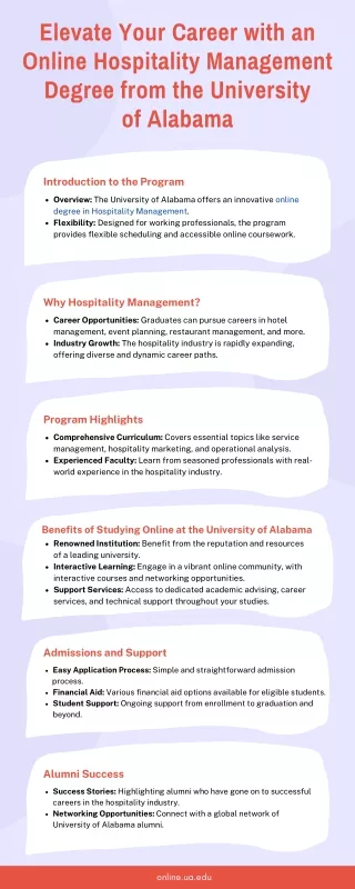 Elevate Your Career with an Online Hospitality Management Degree from The University of Alabama
