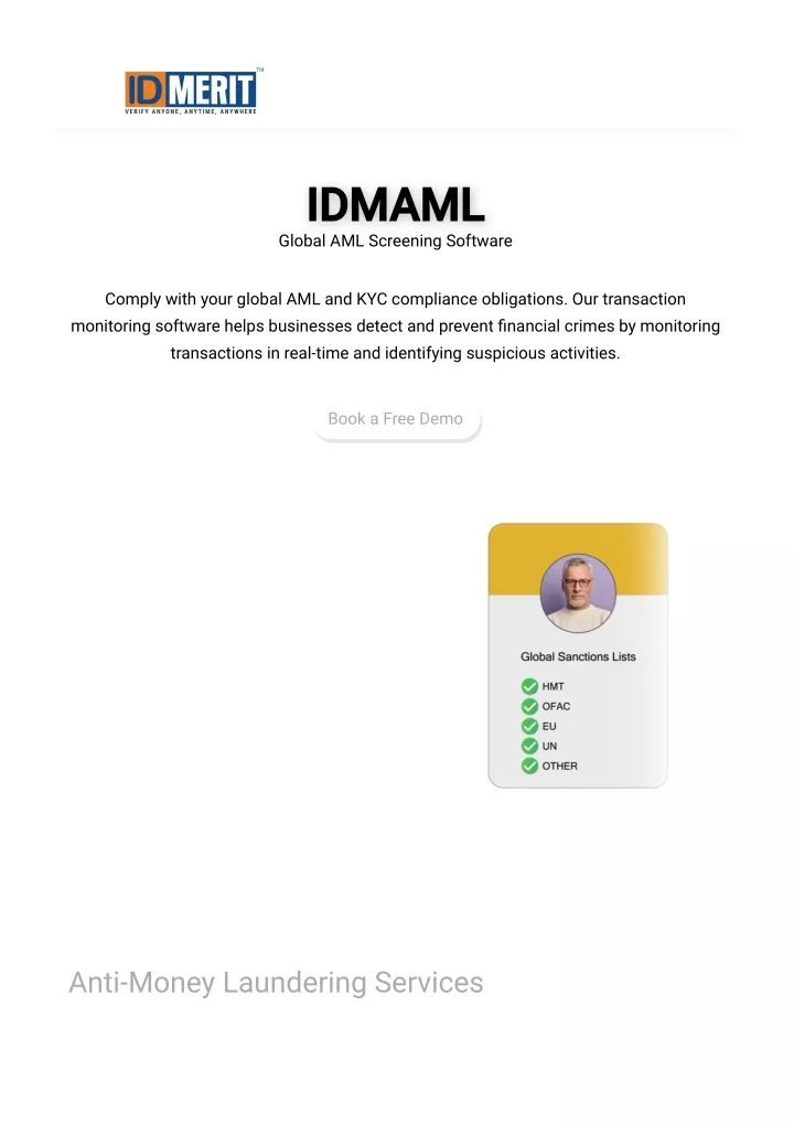 idmaml idmaml global aml screening software