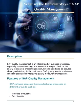 What are the Different Ways of SAP Quality Management