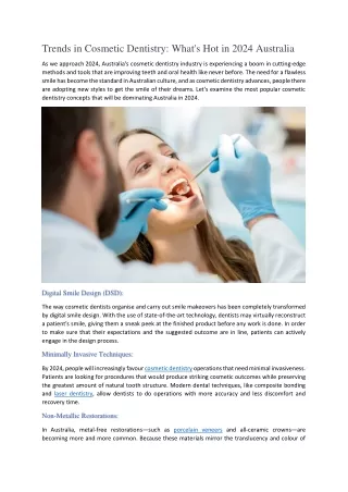 Trends in Cosmetic Dentistry:  What's Hot in 2024 Australia
