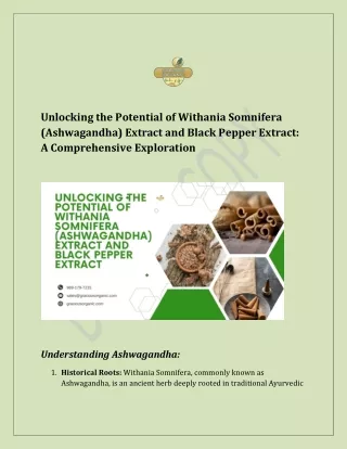 Unlock the Potential of Withania Somnifera (Ashwagandha) Extract and Black Pepper Extract