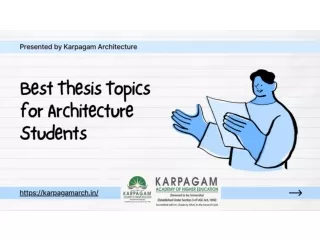 Best Thesis Topics for Architecture Students - Karpagam Architecture
