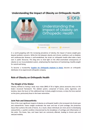 Understanding the Impact of Obesity on Orthopedic Health