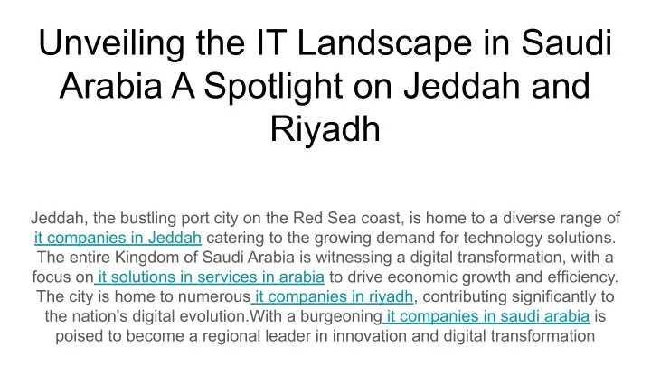 unveiling the it landscape in saudi arabia