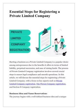 essential steps for registering a private limited