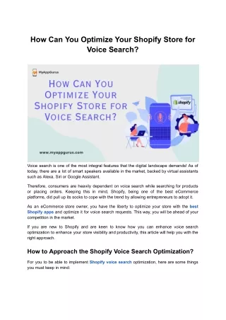how can you optimize your shopify store for voice