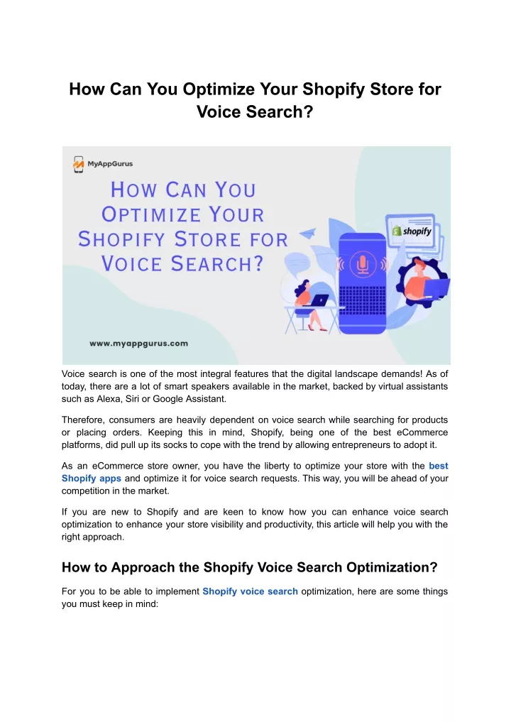 how can you optimize your shopify store for voice