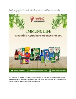 Experience comprehensive health and wellness with Immuno Life, the top Ayurvedic