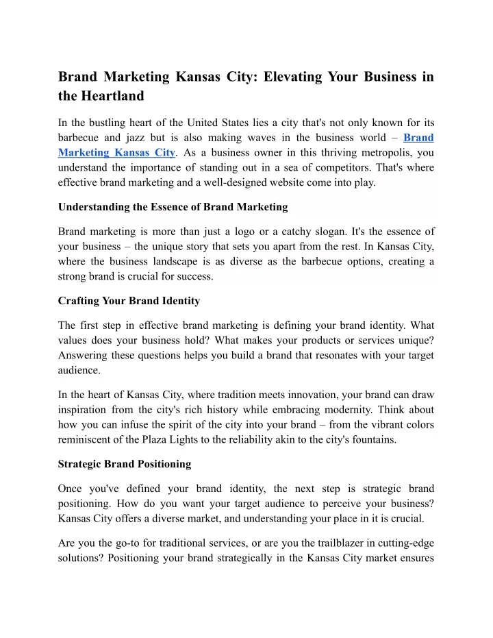 brand marketing kansas city elevating your