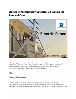 Electric Fence Company Spotlight- Discussing the Pros and Cons