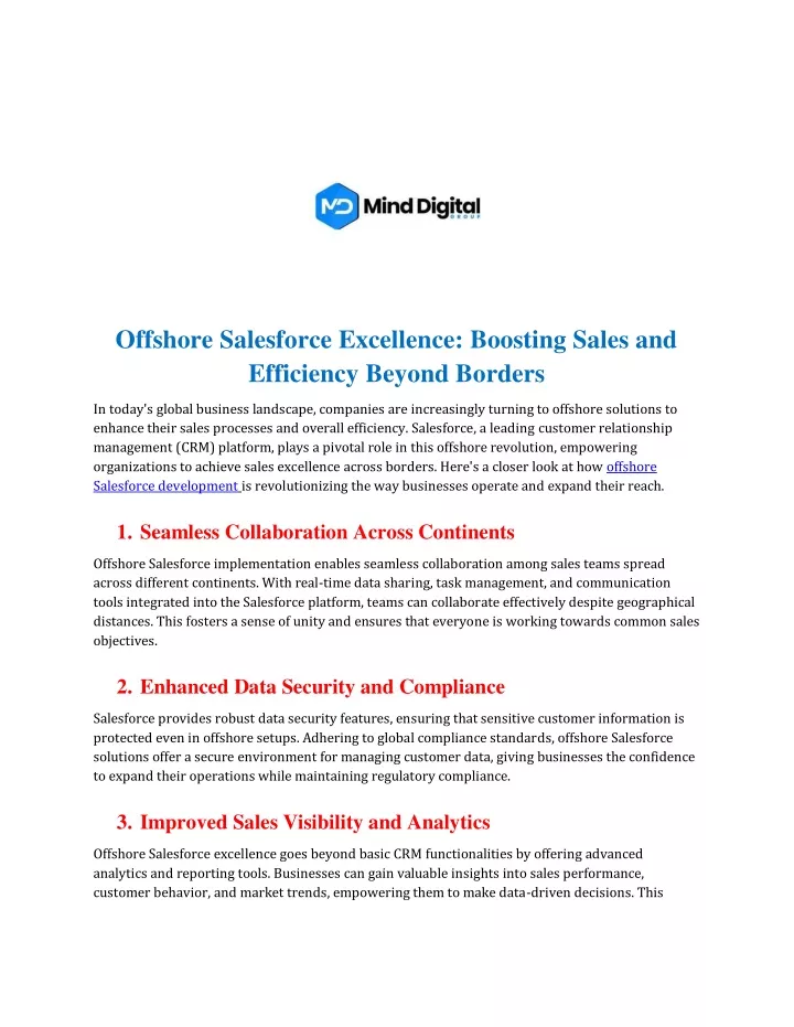 offshore salesforce excellence boosting sales