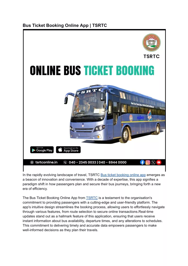 bus ticket booking online app tsrtc