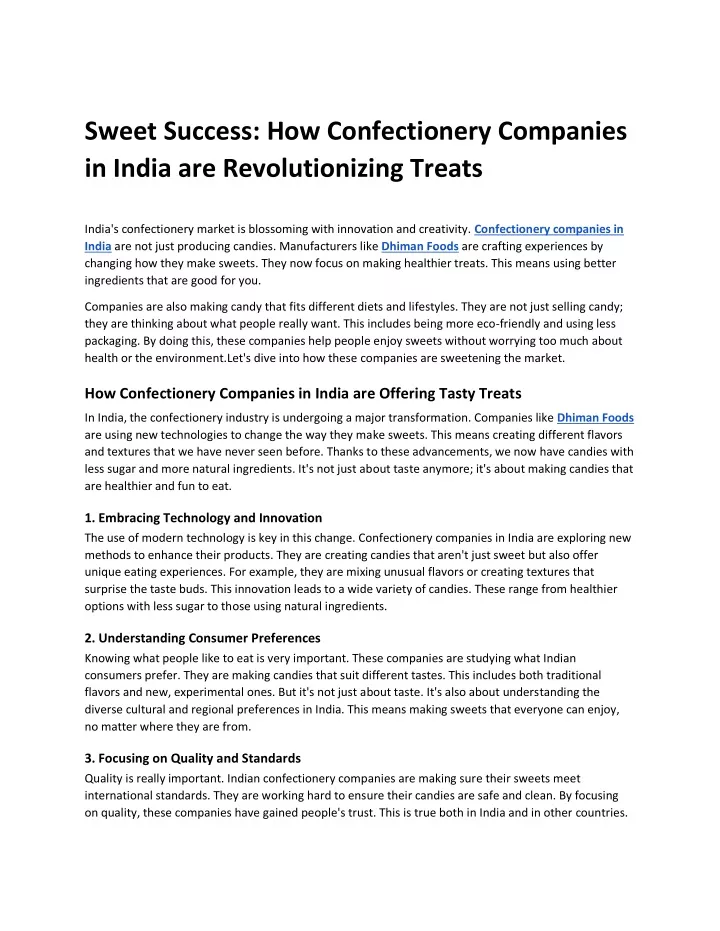 sweet success how confectionery companies