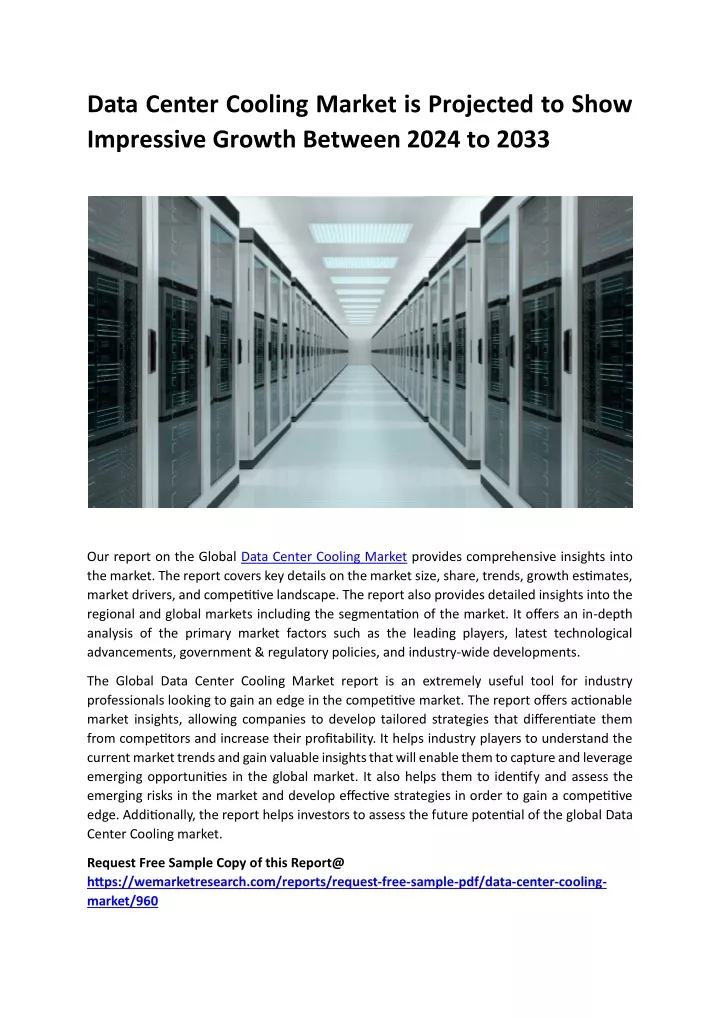data center cooling market is projected to show