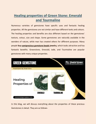 Healing properties of Green Stone, Emerald, and Tourmaline