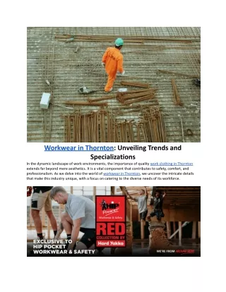 Jan. 29, 2024 - Workwear in Thornton_ Unveiling Trends and Specializations