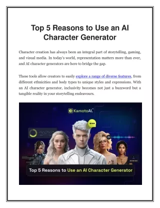 Top 5 Reasons to Use an AI Character Generator