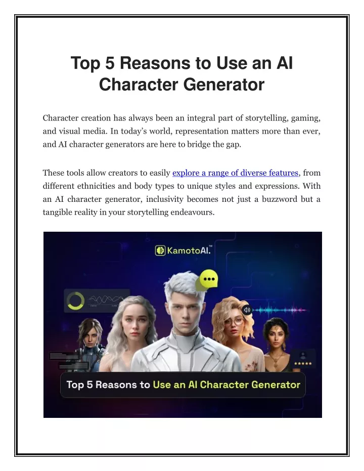 top 5 reasons to use an ai character generator