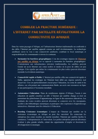 Combler la fracture numérique : l’Internet par satellite révolutionne la connect